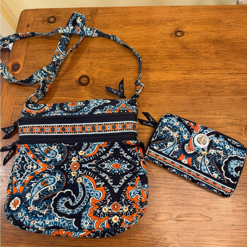 Vibrant Paisley Crossbody Bag and Wallet Set